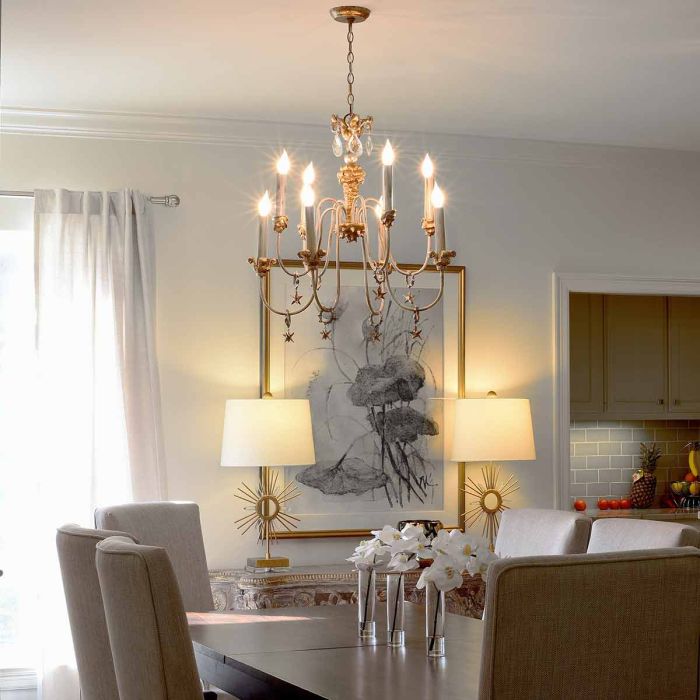 Elstead Lighting Mignon 8 Light Chandelier - Gold And Silver