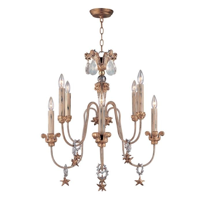 elstead lighting Mignon 8 Light Chandelier - Gold and Silver