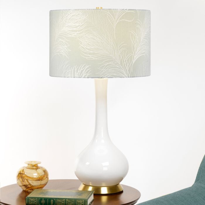 Elstead Lighting Milo 1 Light Table Lamp - Aged Brass White Blue