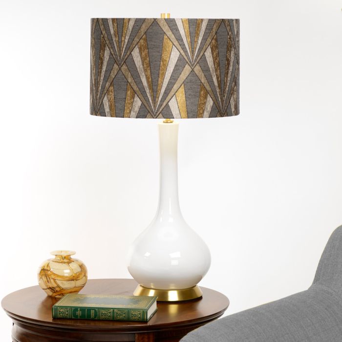 Elstead Lighting Milo 1 Light Table Lamp - Aged Brass White Grey Brass