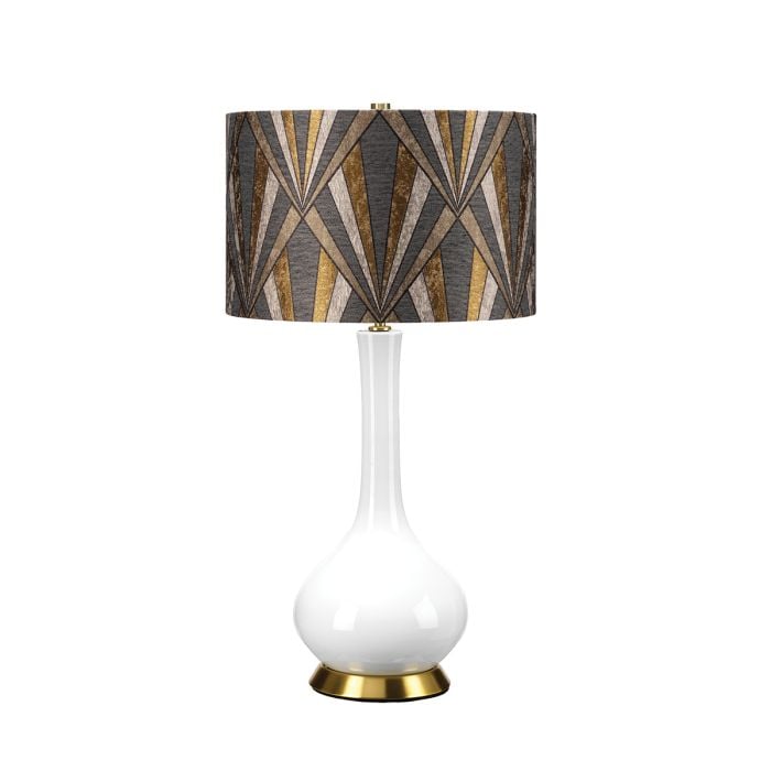 elstead lighting Milo 1 Light Table Lamp - Aged Brass White Grey Brass