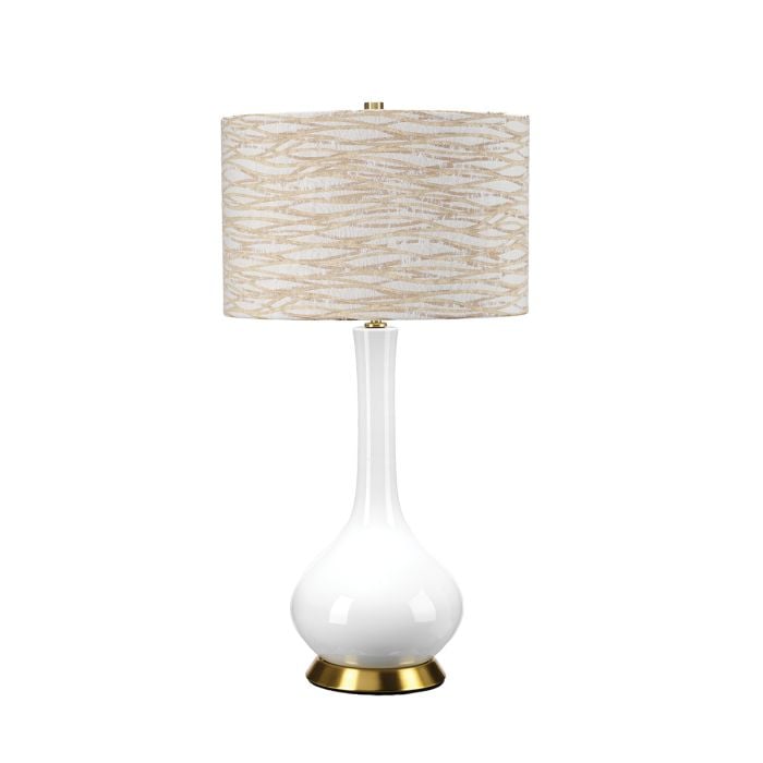 elstead lighting Milo 1 Light Table Lamp - Aged Brass White Orange