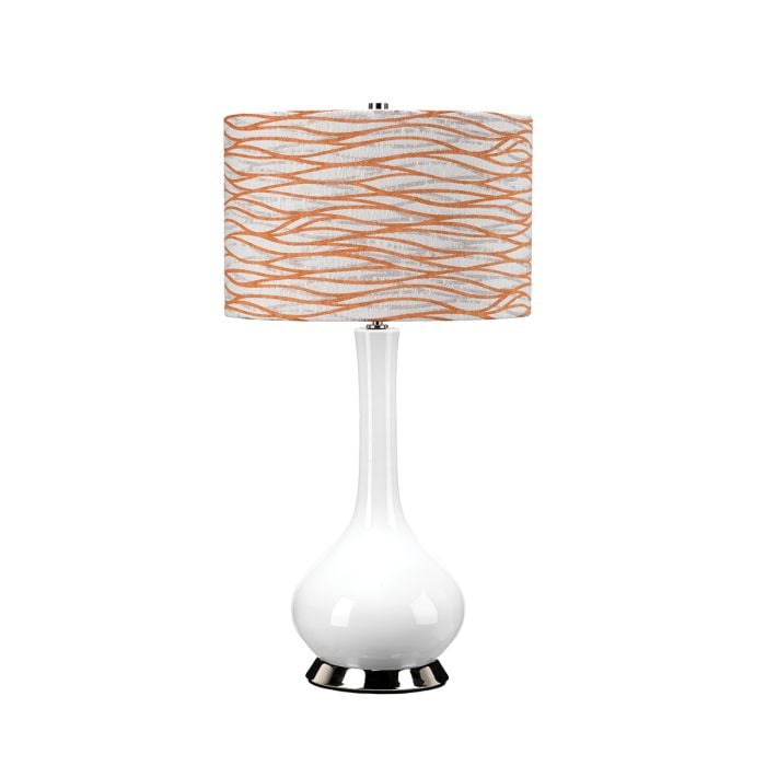 elstead lighting Milo 1 Light Table Lamp - Polished Nickel White Orange