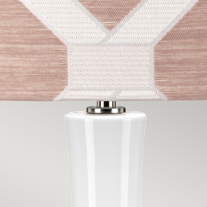 Elstead Lighting Milo 1 Light Table Lamp - Polished Nickel White Pink