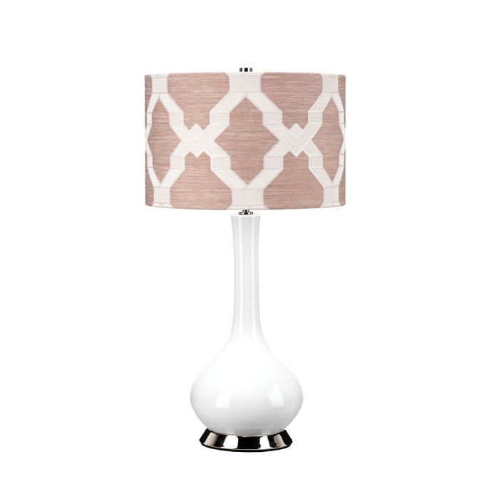 elstead lighting Milo 1 Light Table Lamp - Polished Nickel White Pink