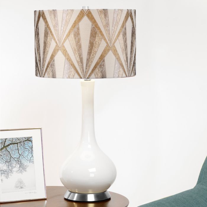 Elstead Lighting Milo 1 Light Table Lamp - Polished Nickel White Silver