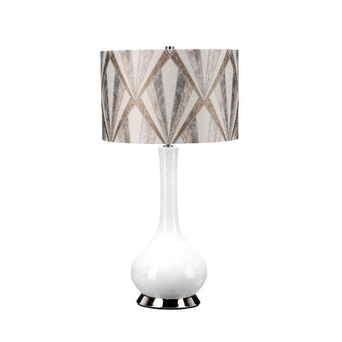elstead lighting Milo 1 Light Table Lamp - Polished Nickel White Silver