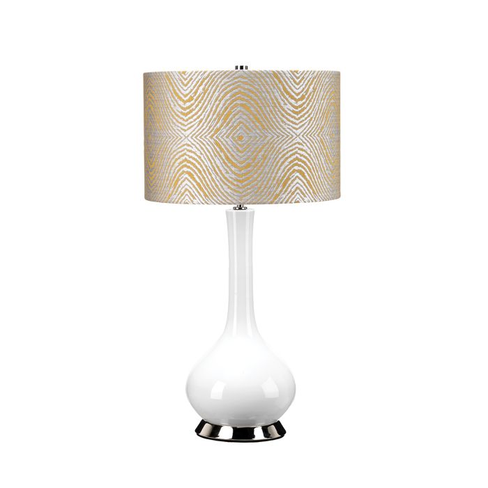 elstead lighting Milo 1 Light Table Lamp - Polished Nickel White Yellow