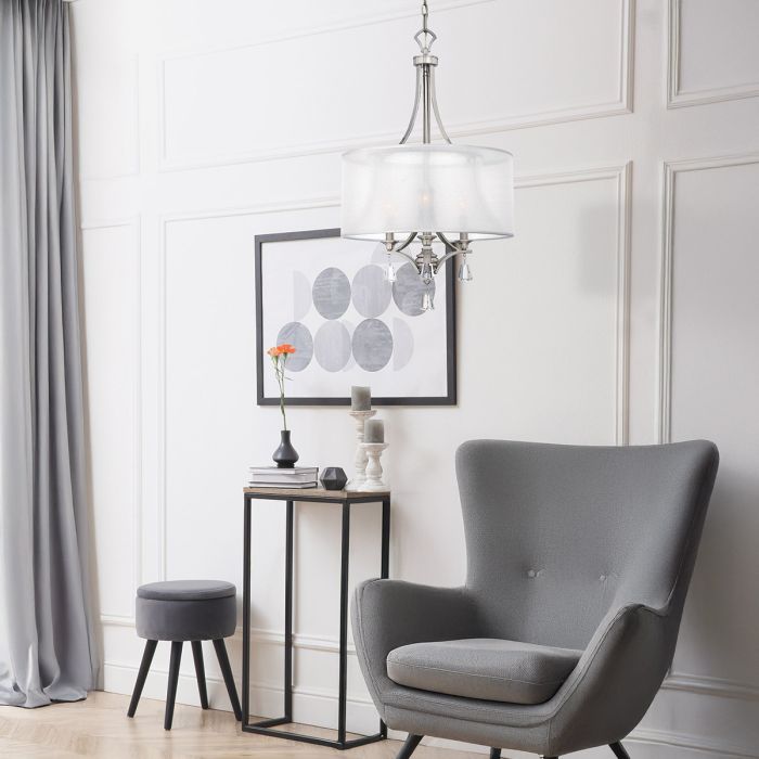 Elstead Lighting Mime 3 Light Pendant Chandelier - Brushed Nickel