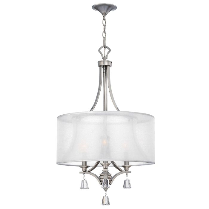 elstead lighting Mime 3 Light Pendant Chandelier - Brushed Nickel