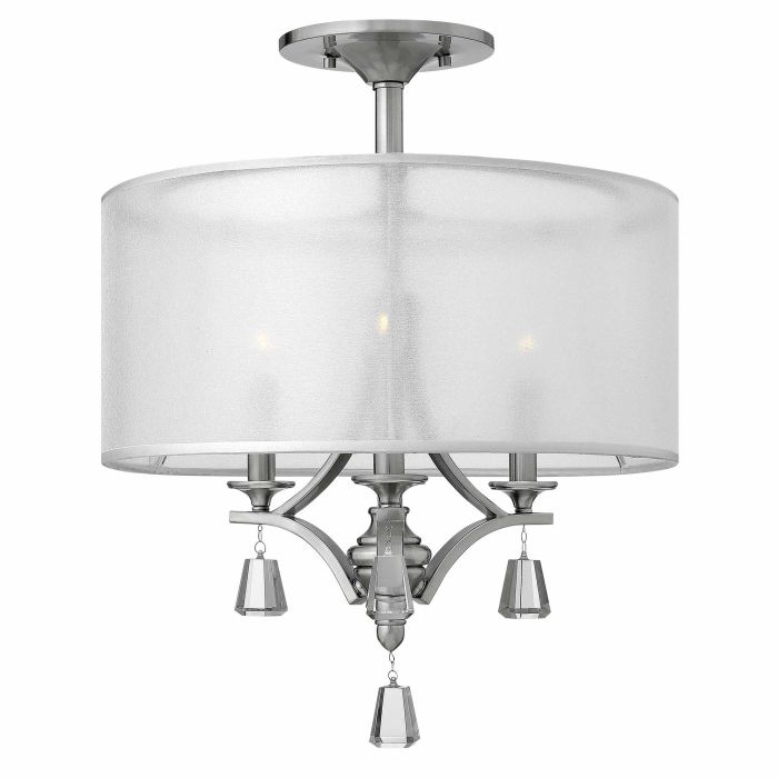 elstead lighting Mime 3 Light Semi-Flush - Brushed Nickel