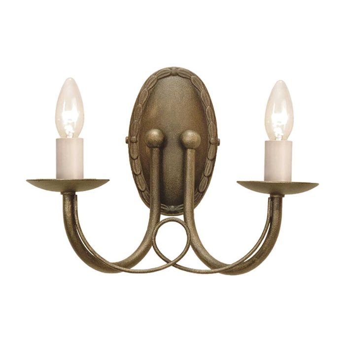 elstead lighting Minster 2 Light Wall Light - Black/ Gold Patina