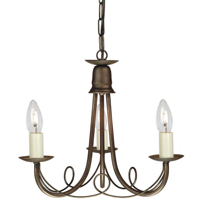 elstead lighting Minster 3 Light Chandelier - Black/ Gold Patina