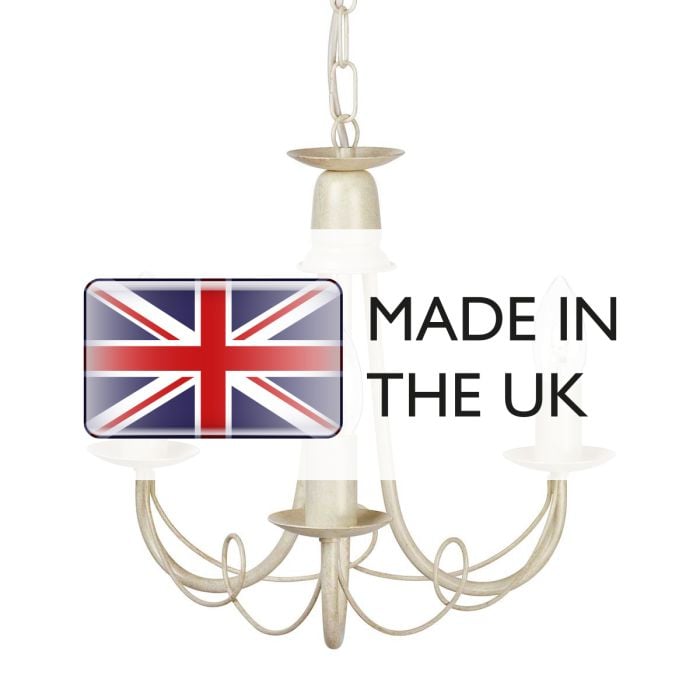 Elstead Lighting Minster 3 Light Chandelier - Ivory/ Gold Patina