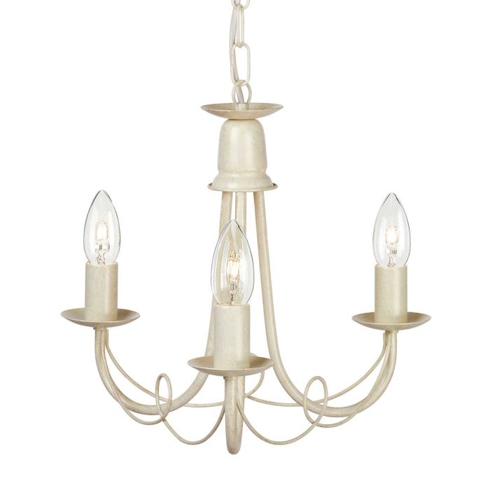 elstead lighting Minster 3 Light Chandelier - Ivory/ Gold Patina