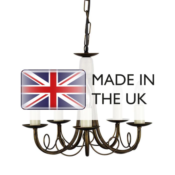 Elstead Lighting Minster 5 Light Chandelier - Black/ Gold Patina