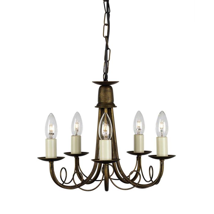 elstead lighting Minster 5 Light Chandelier - Black/ Gold Patina