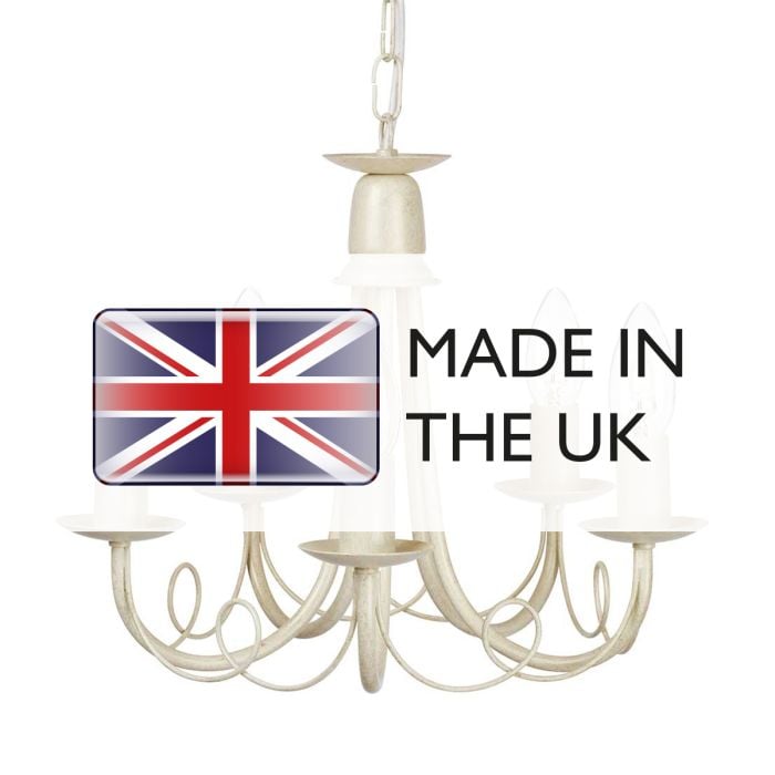 Elstead Lighting Minster 5 Light Chandelier - Ivory/ Gold Patina