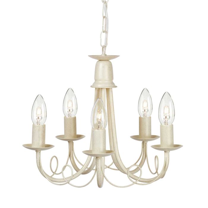 elstead lighting Minster 5 Light Chandelier - Ivory/ Gold Patina