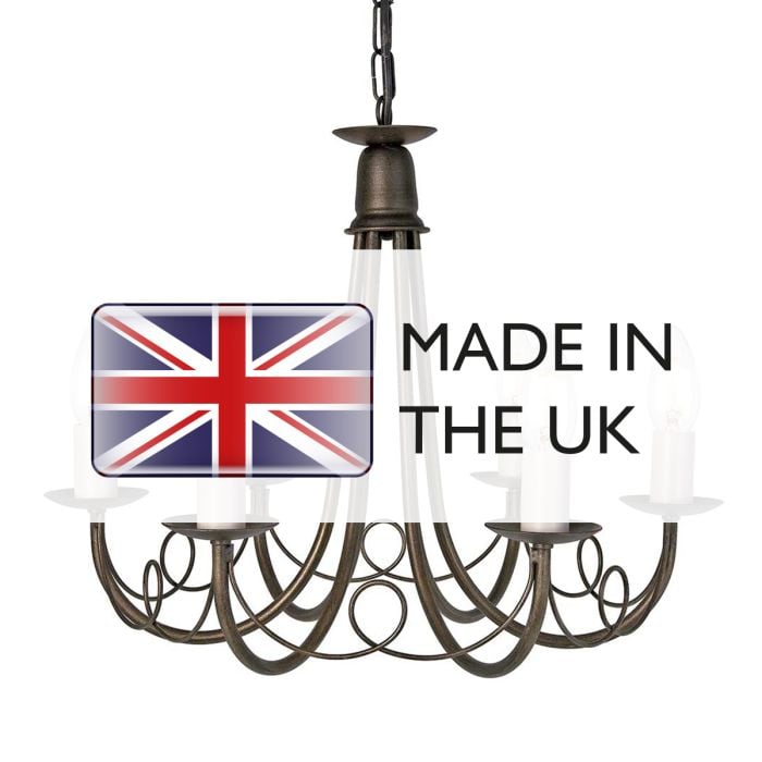 Elstead Lighting Minster 6 Light Chandelier - Black/ Gold Patina