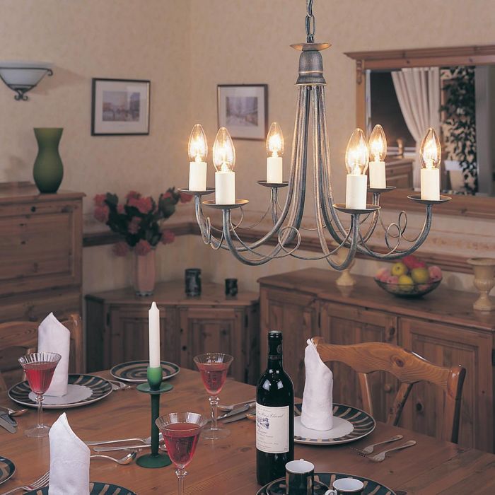 Elstead Lighting Minster 6 Light Chandelier - Black/ Gold Patina