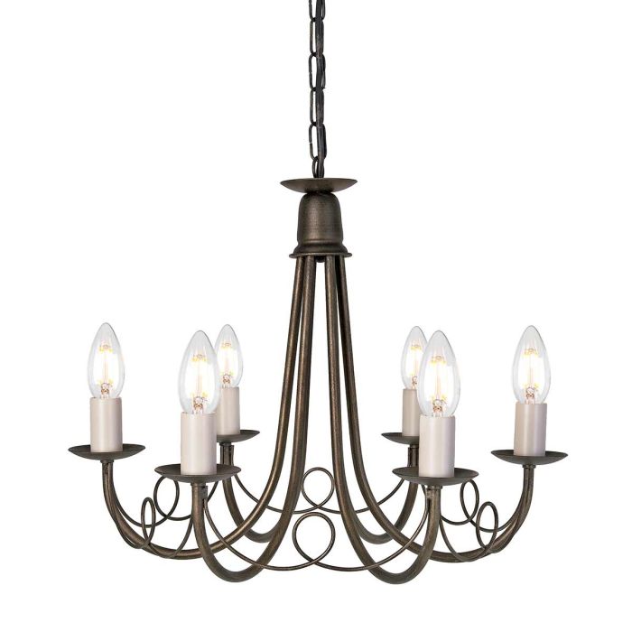elstead lighting Minster 6 Light Chandelier - Black/ Gold Patina