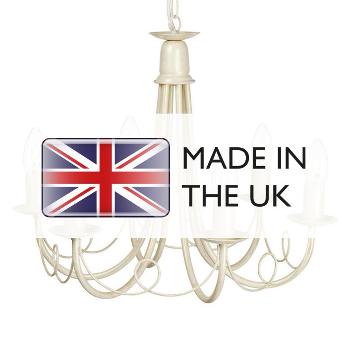 Elstead Lighting Minster 6 Light Chandelier - Ivory/ Gold Patina