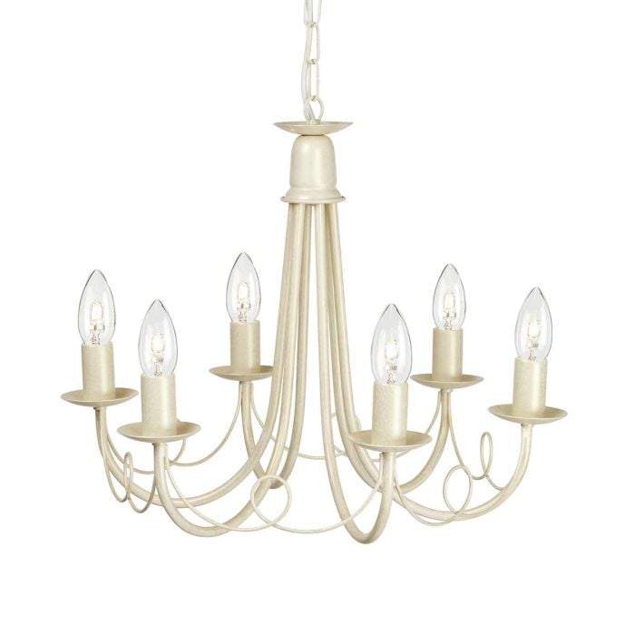 elstead lighting Minster 6 Light Chandelier - Ivory/ Gold Patina