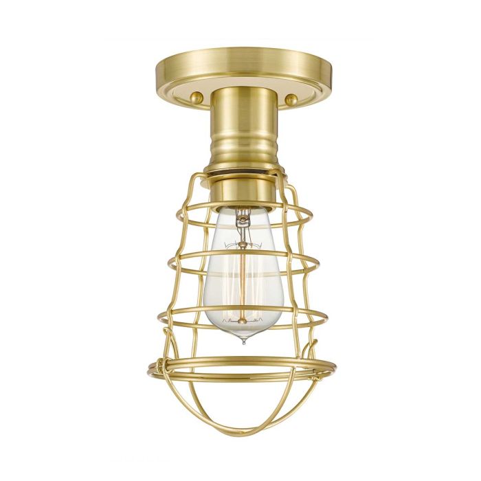 elstead lighting Mixon 1 Light Semi-Flush - Brushed Brass