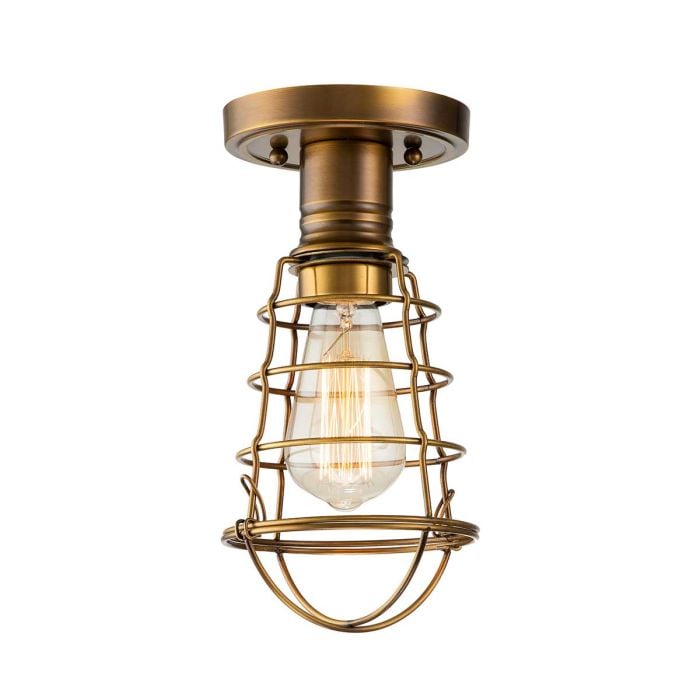 elstead lighting Mixon 1 Light Semi-Flush - Weathered Brass