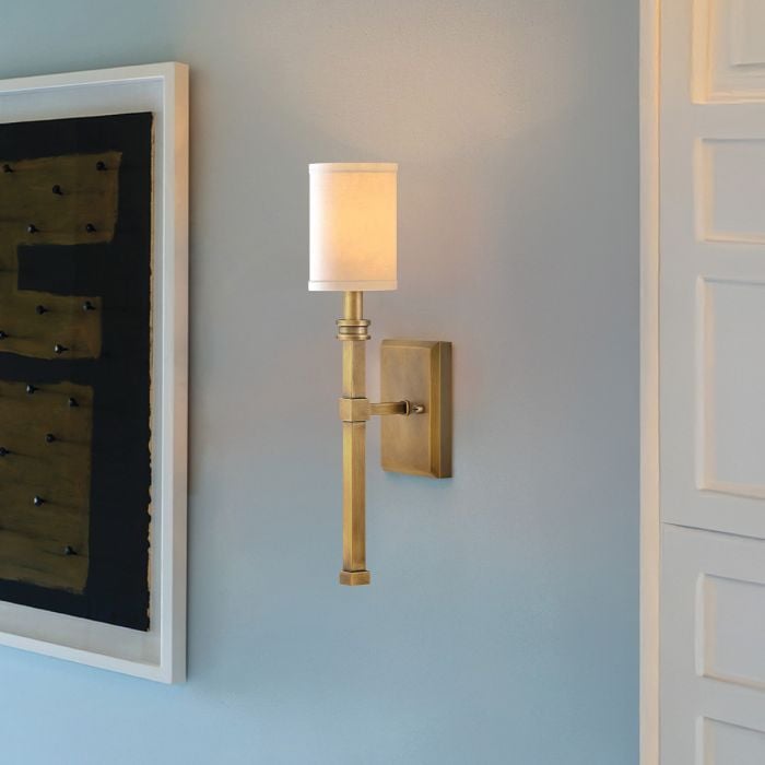 Elstead Lighting Moore 1 Lt Wall Light - Heritage Brass With Ivory Linen Shade