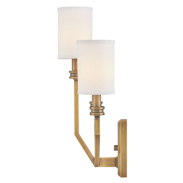 Elstead Lighting Moore 3 Lt Large Wall Light - Heritage Brass With Ivory Linen Shade
