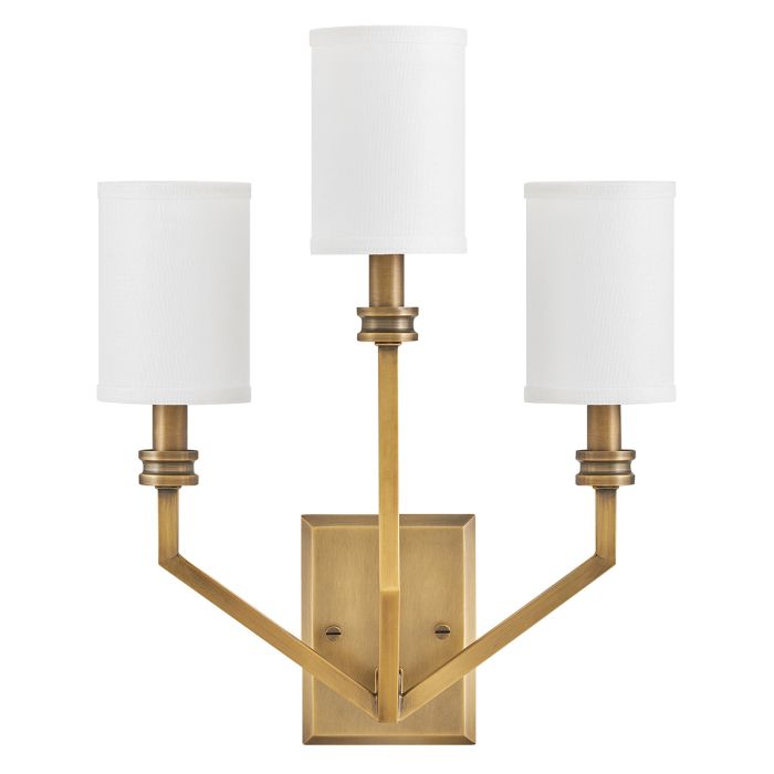 elstead lighting Moore 3 lt Large Wall Light - Heritage Brass with Ivory Linen Shade