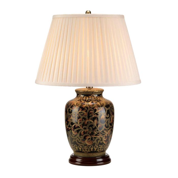 elstead lighting Morris 1 Light Small Table Lamp - Gold and Black with Cream Shade