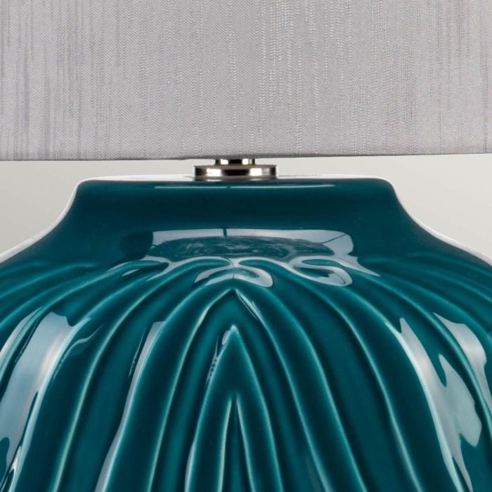 Elstead Lighting Muse 1 Light Table Lamp - Turqoise With Grey Shade