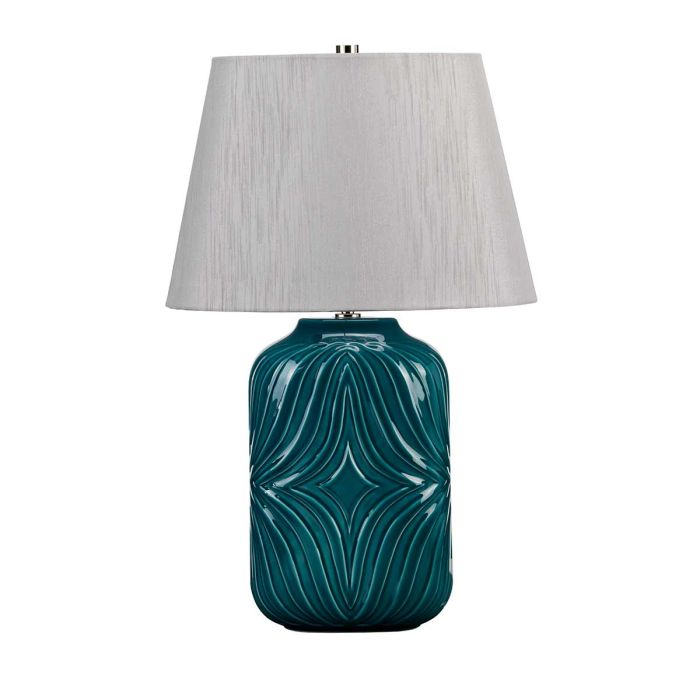 elstead lighting Muse 1 Light Table Lamp - Turqoise with Grey Shade