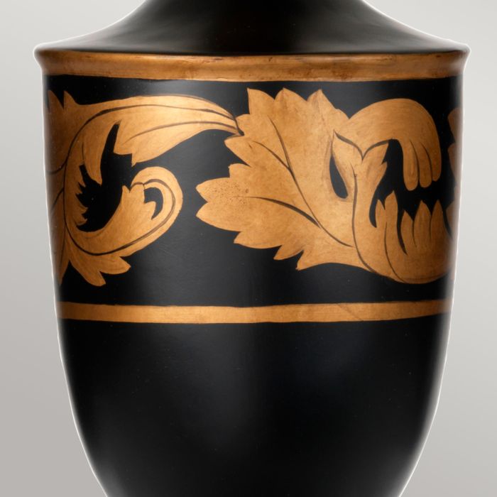 Elstead Lighting Narbonne 1 Light Table Lamp - With Tall Empire Shade - Black And Gold With Ivory With Black And Gold Trim Shade