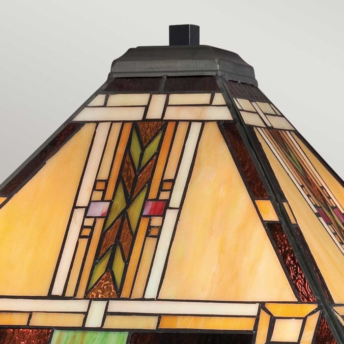 Elstead Lighting Navajo 2 Lt Tiffany StyleTable Lamp - Bronze With Art Glass Shade
