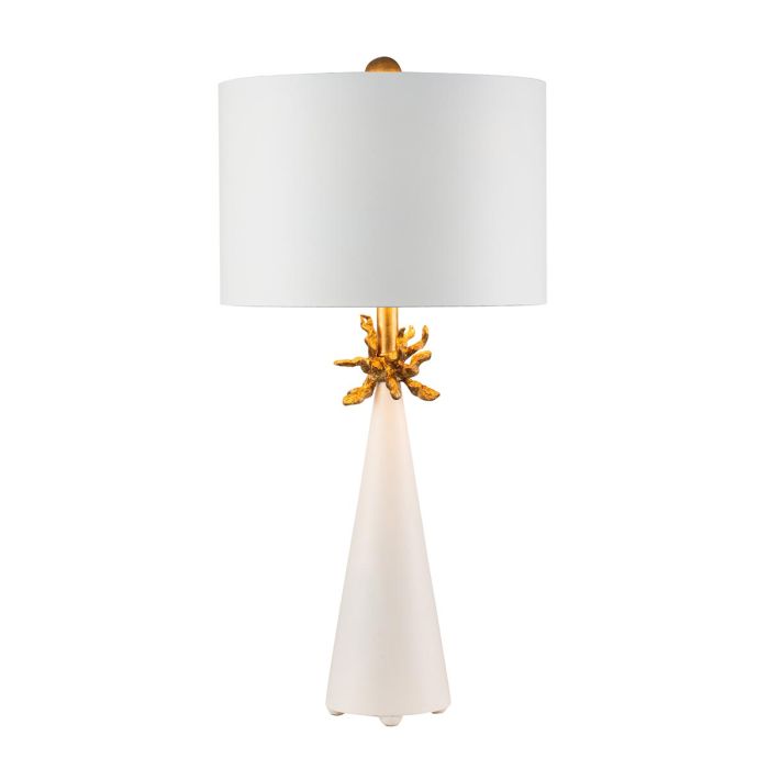 elstead lighting Neo 1 Light Table Lamp - White and Gold with French White Shade