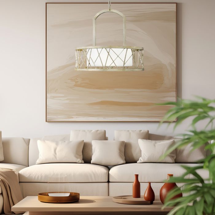 Elstead Lighting Nest 3 Light Pendant Chandelier - Silver Leaf