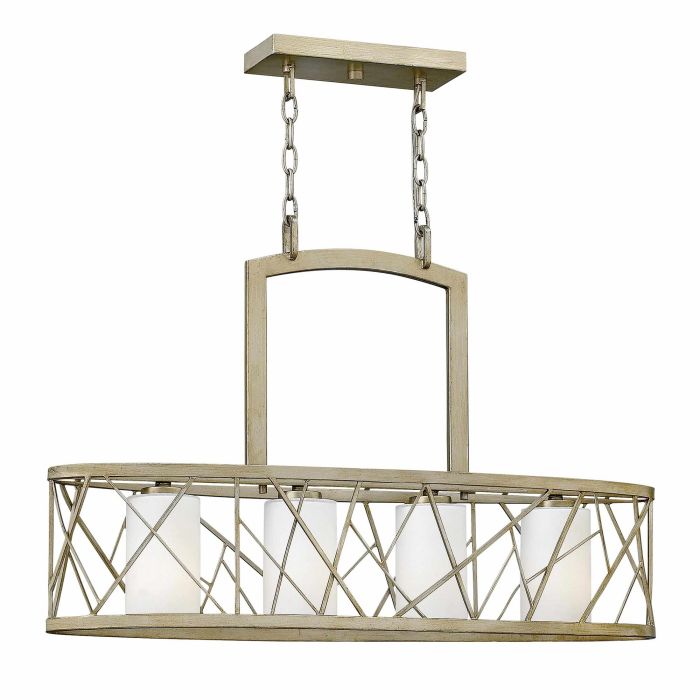 elstead lighting Nest 4 Light Island Chandelier - Silver Leaf