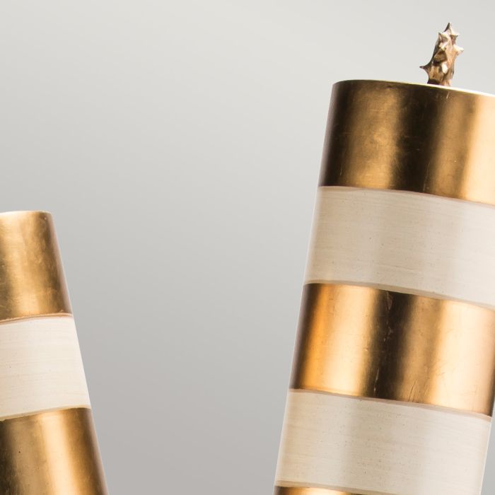 Elstead Lighting Nettle Luxe 2 Light Floor Lamp - Gold And Taupe