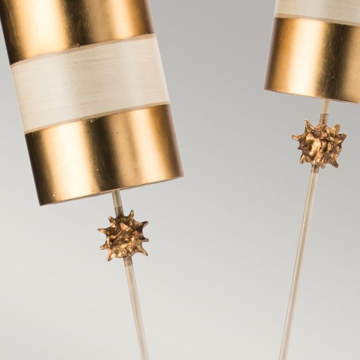 Elstead Lighting Nettle Luxe 2 Light Floor Lamp - Gold And Taupe