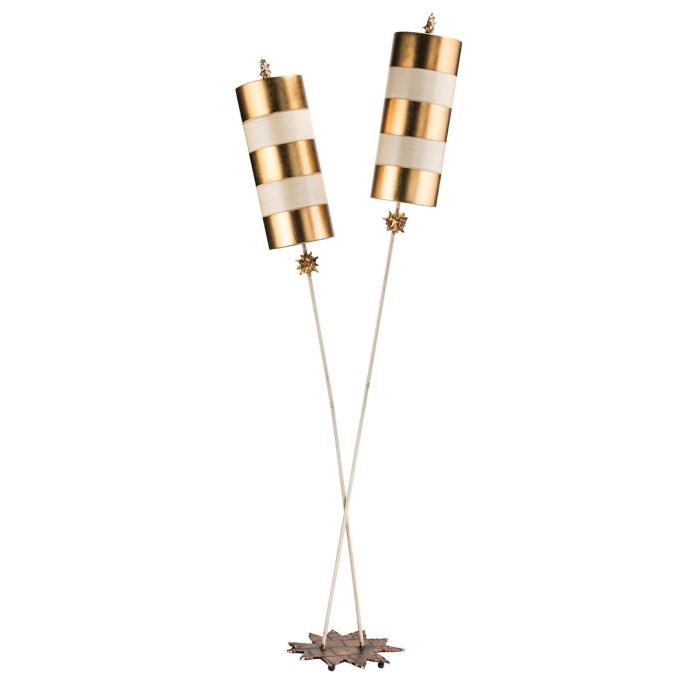 elstead lighting Nettle Luxe 2 Light Floor Lamp - Gold and Taupe