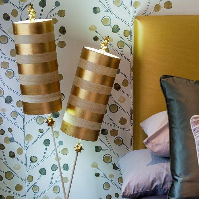 Elstead Lighting Nettle Luxe 2 Light Table Lamp - Gold Leaf And Taupe