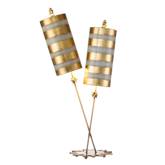 elstead lighting Nettle Luxe 2 Light Table Lamp - Gold Leaf and Taupe