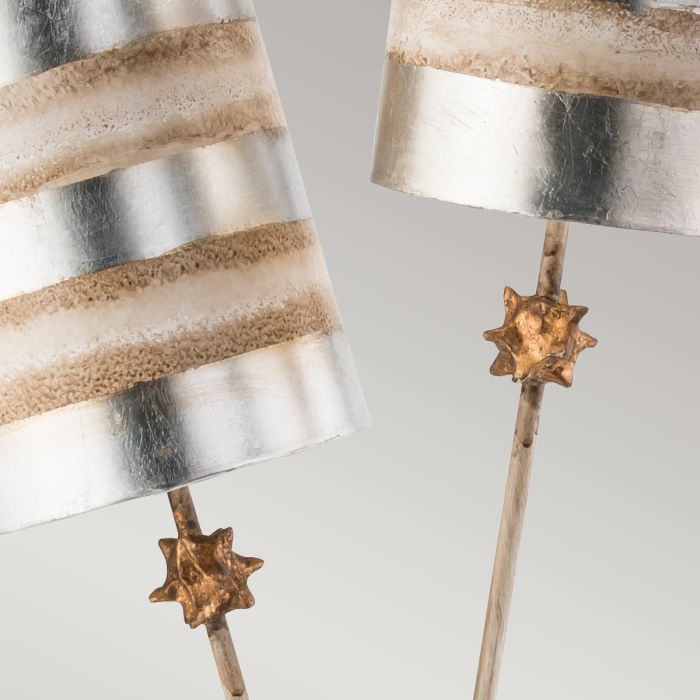 Elstead Lighting Nettle Luxe 2 Light Table Lamp - Silver Leaf And Cream