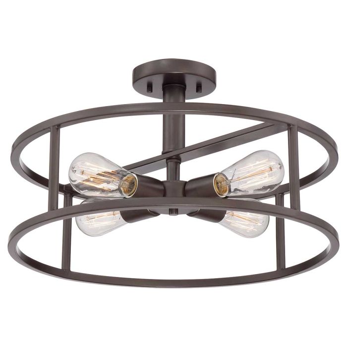 elstead lighting New Harbor 4 Light Semi-Flush - Western Bronze