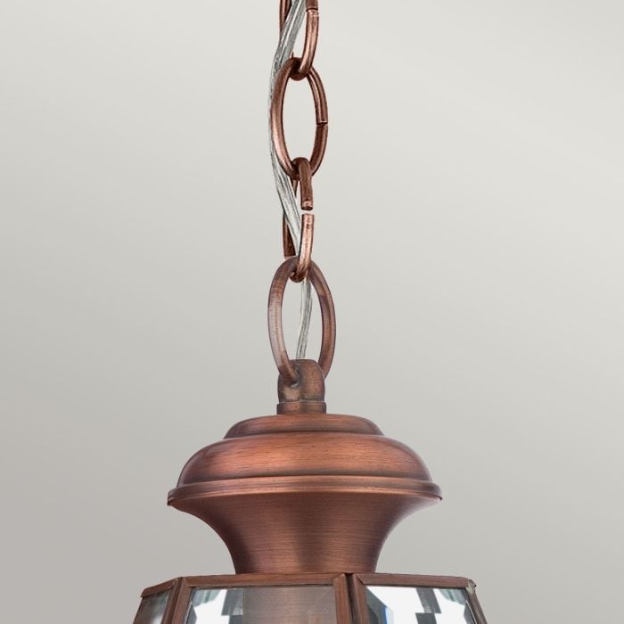 Elstead Lighting Newbury 1 Light Medium Chain Lantern - Lacquered Aged Copper