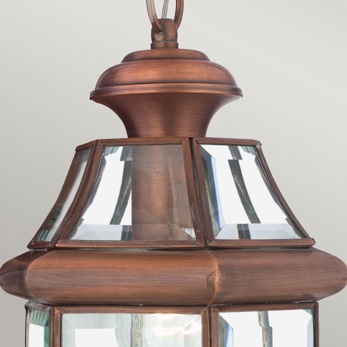 Elstead Lighting Newbury 1 Light Medium Chain Lantern - Lacquered Aged Copper